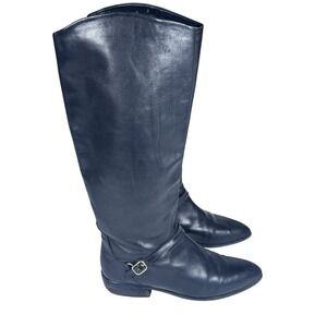 Charles David Black Riding Boots Womens 6.5 Tall Leather Moto Equestrian Western